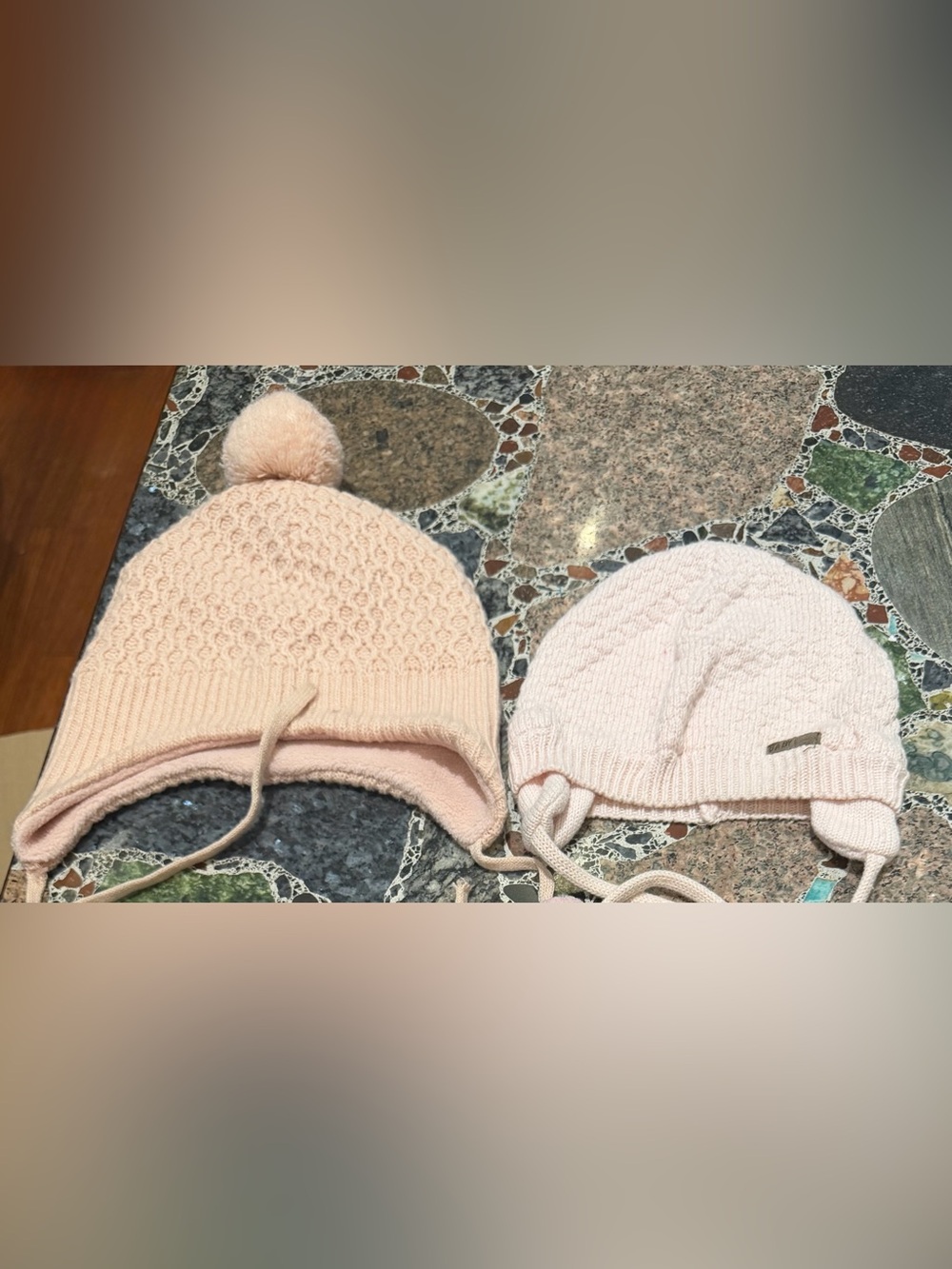 Two Kids Knit Pom Pom Winter Hat - Soft Pink